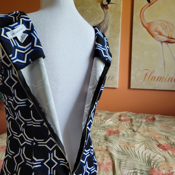 Liz Claiborne Geometric Print Sheath Dress Blue 10 - Picture 6 of 15